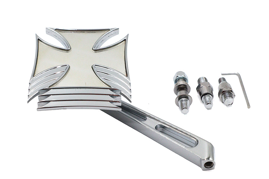34-0120 - Chrome Maltese Mirror with Billet Girder Stem by Wyatt Gatling