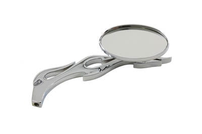 34-0122 - Chrome Oval Mirror with Billet Flame Stem by Wyatt Gatling