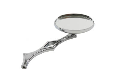 34-0124 - Chrome Oval Mirror with Billet Diamond Stem by Wyatt Gatling
