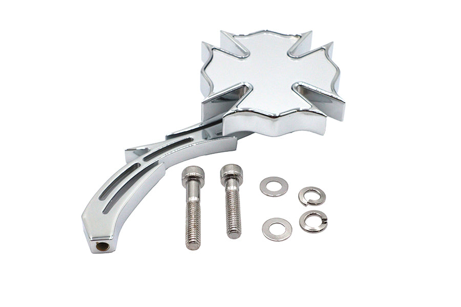 34-0132 - Chrome Firefighter Mirror with Billet Skull Stem by Wyatt Gatling