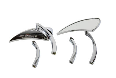 34-0136 - Chrome Teardrop Mirror Set with Solid Billet Stems by Wyatt Gatling