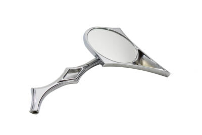 34-0139 - Chrome Spike Oval Mirror with Billet Twisted Stem by Wyatt Gatling
