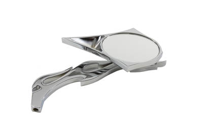 34-0140 - Chrome Spike Oval Mirror with Billet Flame Stem by Wyatt Gatling