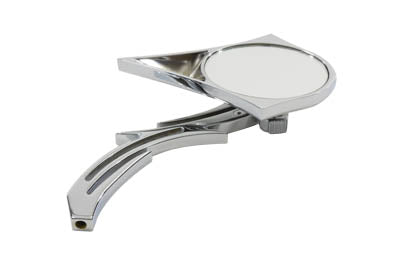 34-0141 - Chrome Spike Oval Mirror with Billet Skull Stem by Wyatt Gatling