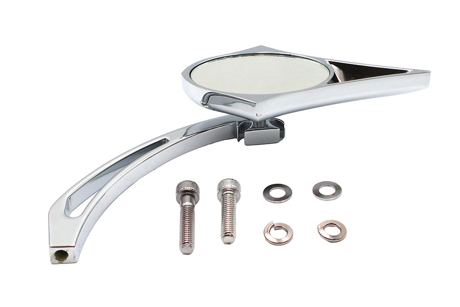 34-0142 - Chrome Spike Oval Mirror with Billet Cross Head Stem by Wyatt Gatling
