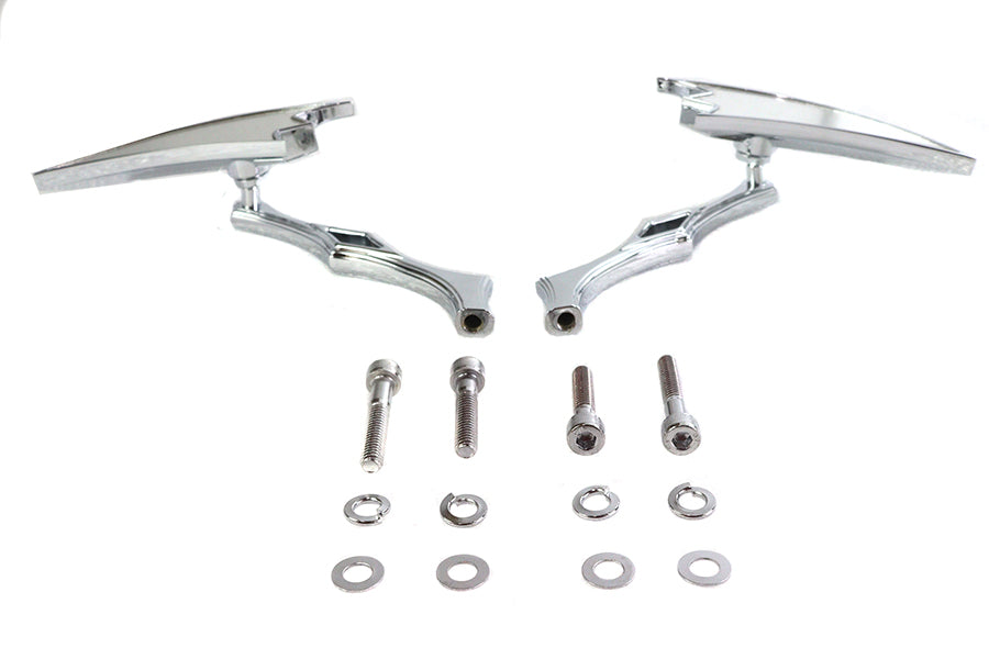 34-0151 - Crescent Mirror Set with Billet Twisted Stems by Wyatt Gatling