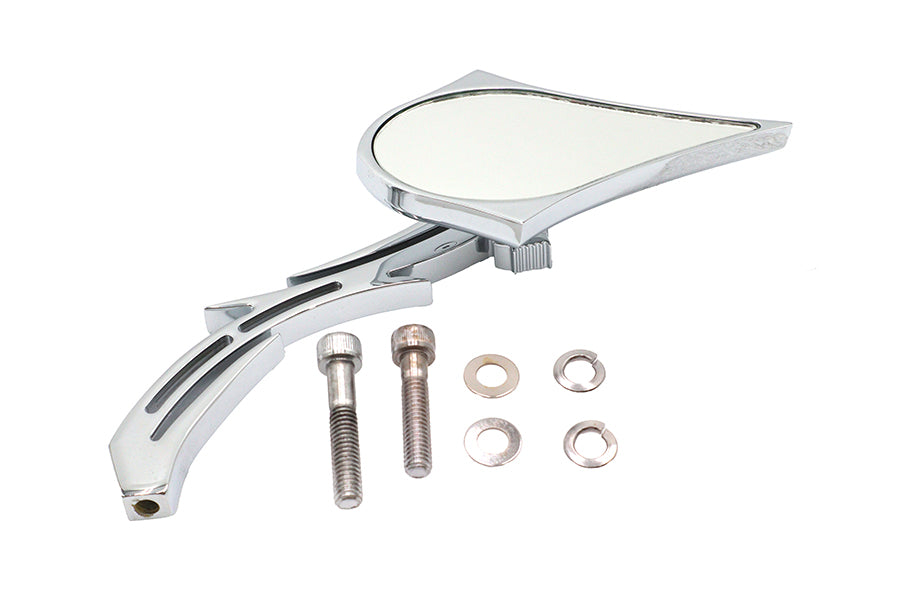 34-0157 - Chrome Spike Oval Mirror with Billet Skull Stem by Wyatt Gatling