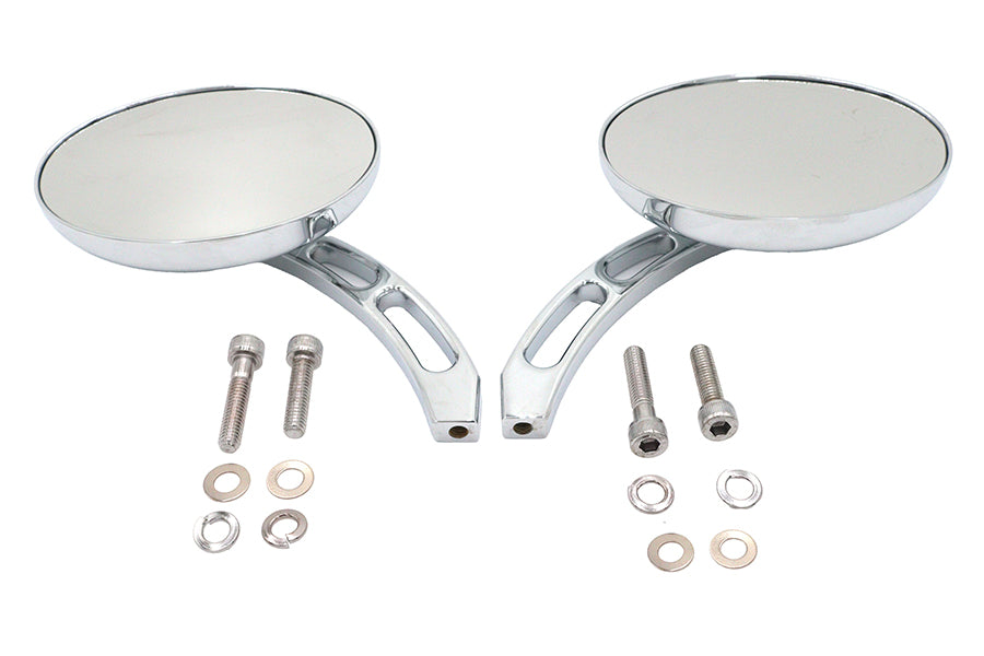 34-0328 - Oval Mirror Set with Billet 3 Slot Stem Chrome by Wyatt Gatling