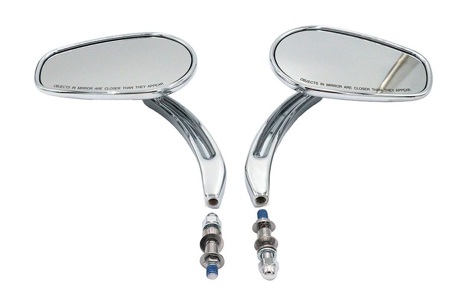 34-0333 - Rectangle Taper Mirror Set with Billet Stems Chrome by V-Twin