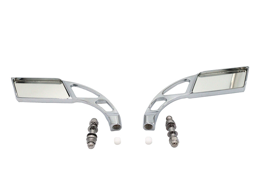 34-0346 - Parallelogram Mirror Set with Billet Slotted Stem Chrome by Wyatt Gatling