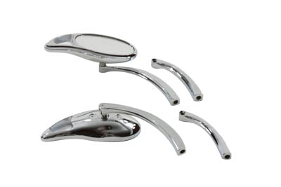 34-0357 - Teardrop Mirror Set with Solid Billet Stems Chrome by Wyatt Gatling