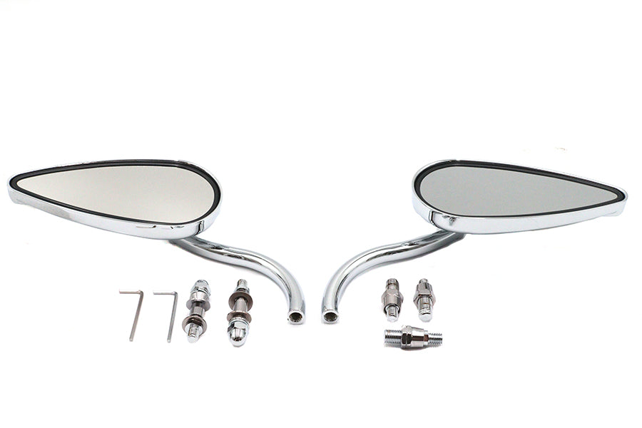 34-0358 - Teardrop Mirror Set with Billet Long Stems Chrome by Wyatt Gatling