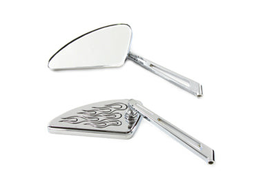 34-0365 - Flame Teardrop Mirror Set with Slotted Stems Chrome by Wyatt Gatling