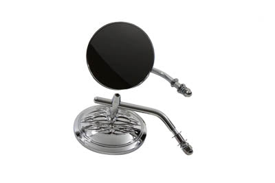 34-0376 - Round Flame Mirror Set Chrome with Round Stems by Wyatt Gatling