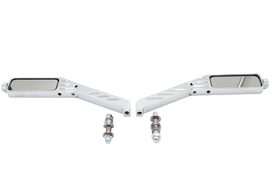 34-0389 - Rectangle Ball Milled Mirror Set with Billet Stems by Wyatt Gatling