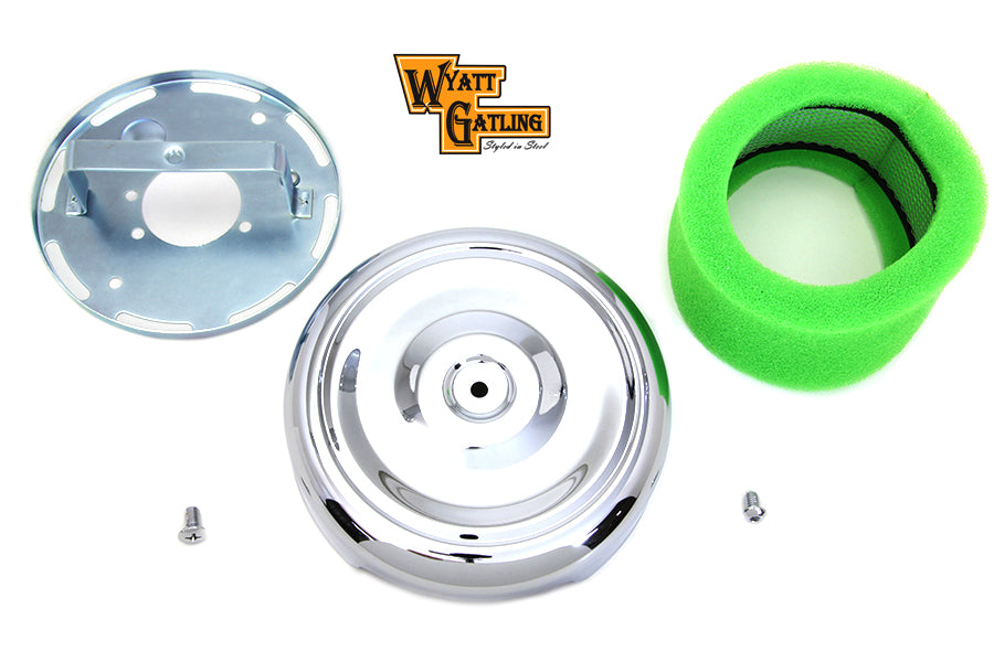 34-0415 - Wyatt Gatling 8 inch Round Air Cleaner Chrome by Wyatt Gatling