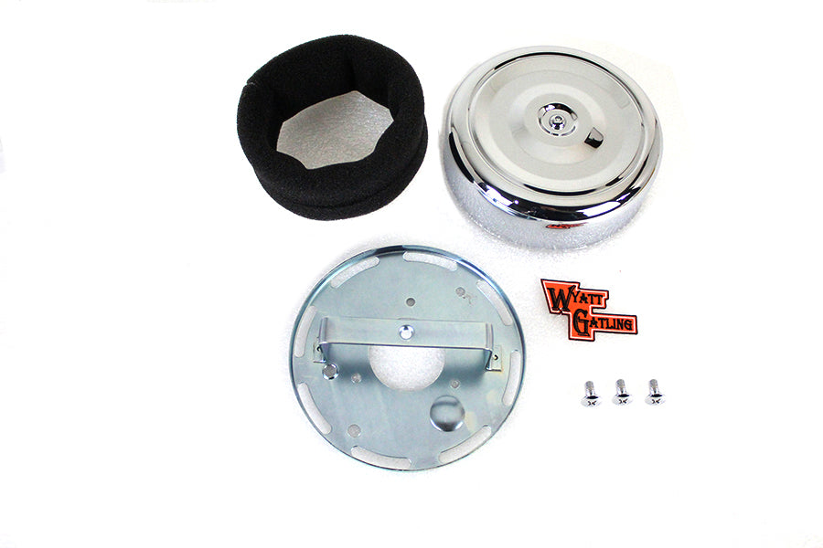 34-0429 - Wyatt Gatling 7 inch Round Air Cleaner Kit with Chrome Cover by Wyatt Gatling