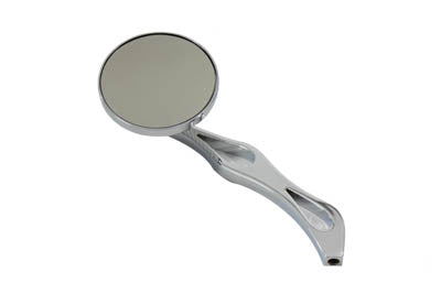 34-0448 - 3 inch Billet Round Mirror with Billet Flame Stem by Wyatt Gatling