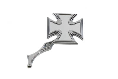 34-0752 - Chrome Maltese Mirror with Diamond Billet Stem by Wyatt Gatling