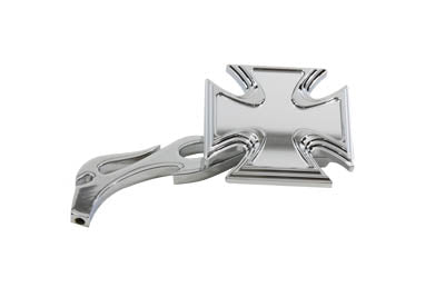 34-0753 - Chrome Maltese Mirror with Billet Flame Stem by Wyatt Gatling