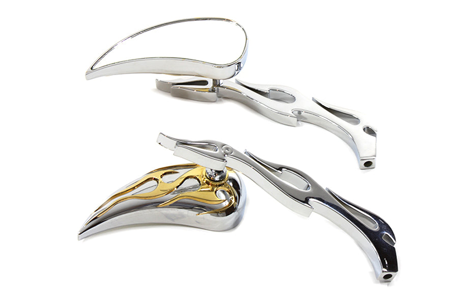 34-0866 - Chrome Billet Teardrop Mirror Set by Wyatt Gatling