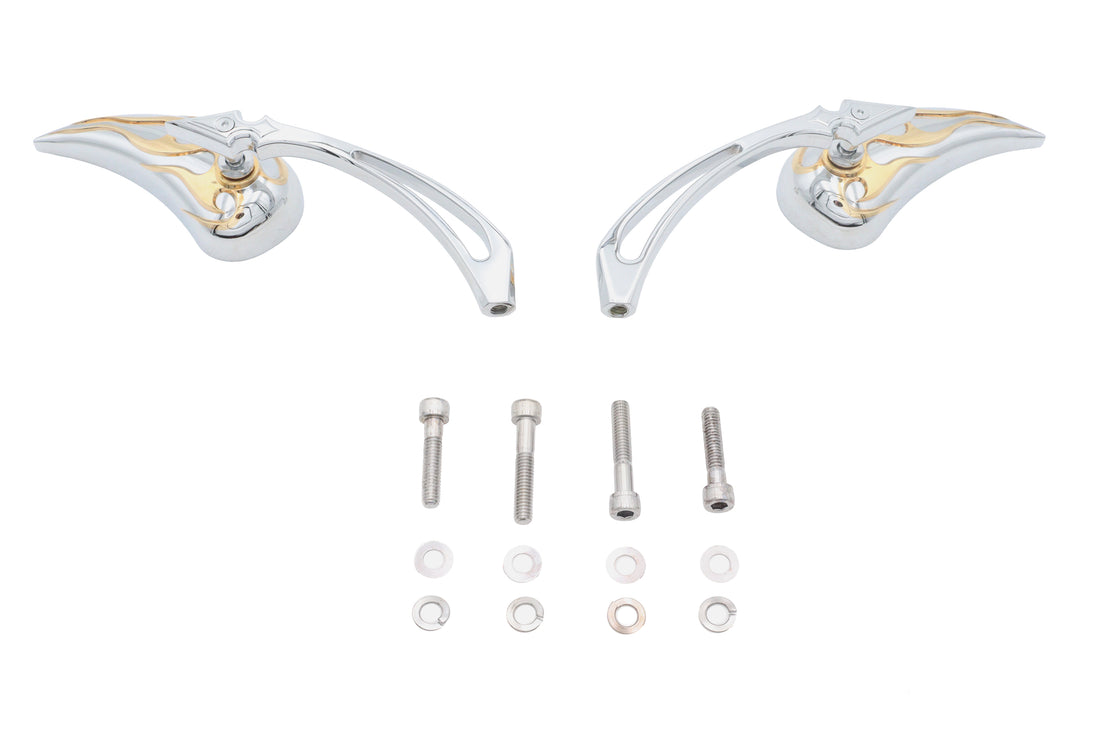 34-0870 - Chrome Billet Teardrop Mirror Set by Wyatt Gatling