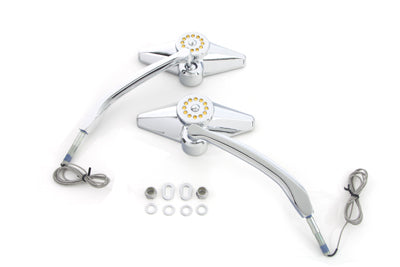 34-1353 - Diamond Shape Mirror Set with Billet Stems by Wyatt Gatling