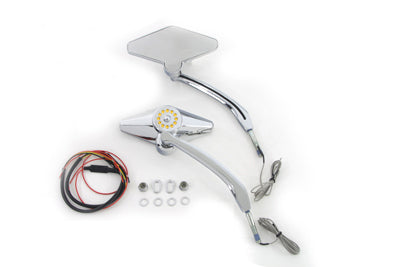 34-1378 - Diamond Shape Mirror Set with Billet Stems by Wyatt Gatling