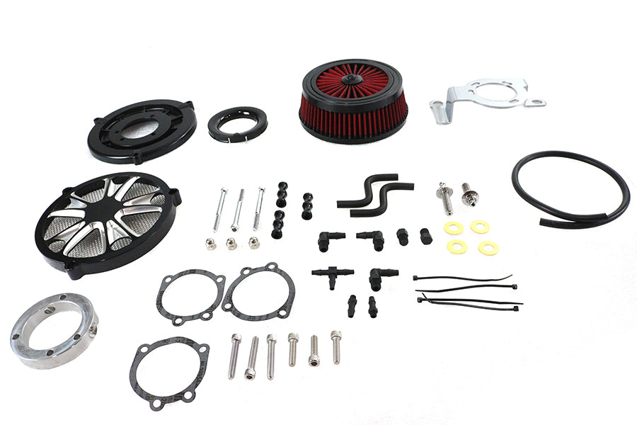34-1405 - Extreme Billet Air Cleaner Kit Luxe Style Black by Wyatt Gatling