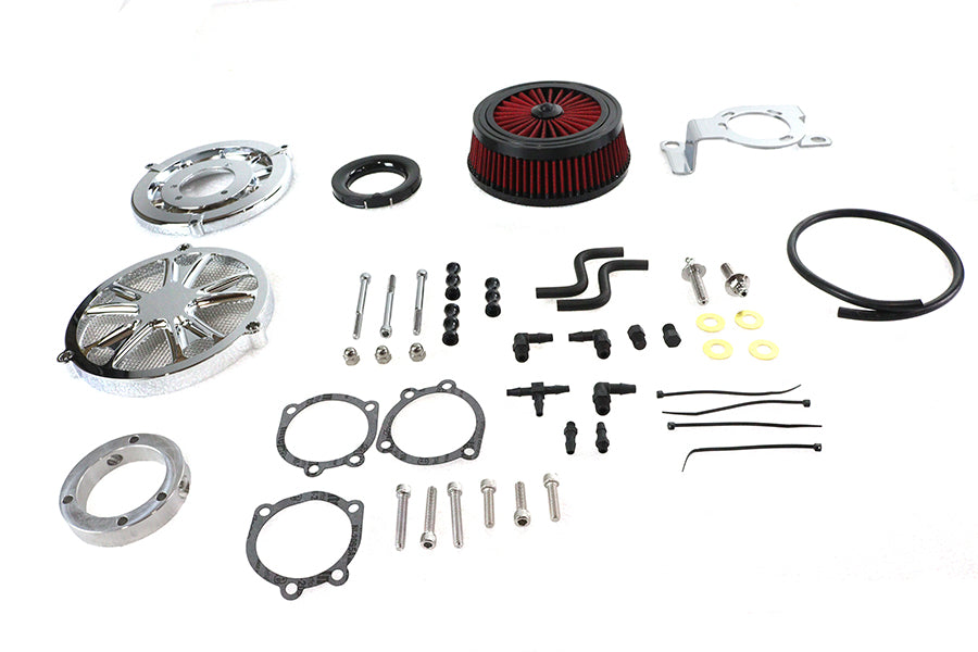 34-1409 - Extreme Billet Air Cleaner Kit Luxe Style Chrome by Wyatt Gatling