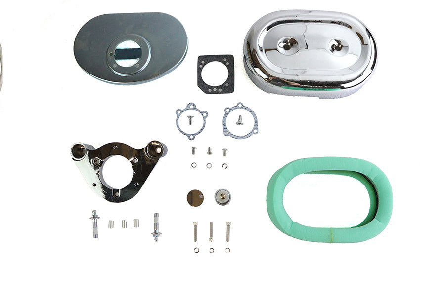 34-1539 - Retro Oval Air Cleaner Assembly Chrome by V-Twin