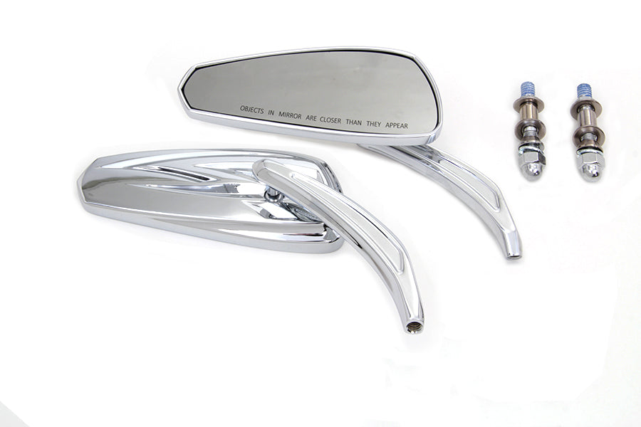 34-1541 - Chrome Tribal Teardrop Mirrors with Billet Stems by Wyatt Gatling