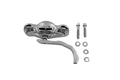 34-1564 - 3 Skull Mirror with Billet Worm Stem by Wyatt Gatling