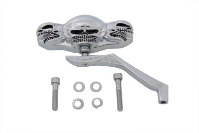 34-1565 - 3 Skull Mirror with Billet Wing Stem by Wyatt Gatling