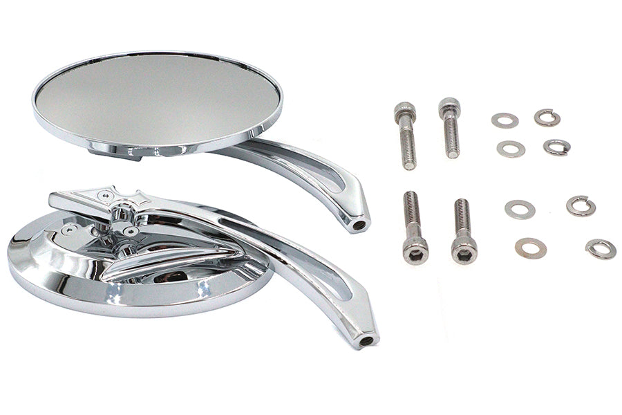 34-1834 - Oval Mirror Set with Billet Spear Stem by Wyatt Gatling