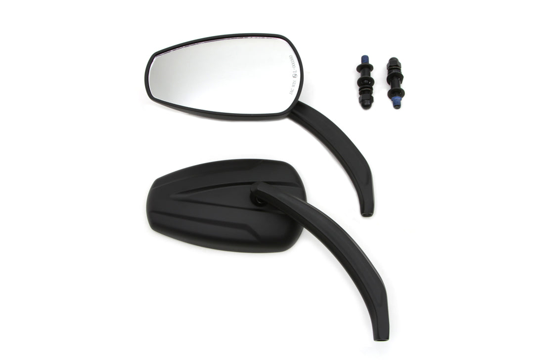 34-1838 - Black Teardrop Mirror Set with Billet Stems by Wyatt Gatling