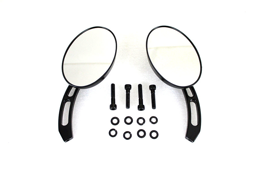 34-1955 - Oval Mirror Set with Billet 3 Slot Stem Black by Wyatt Gatling