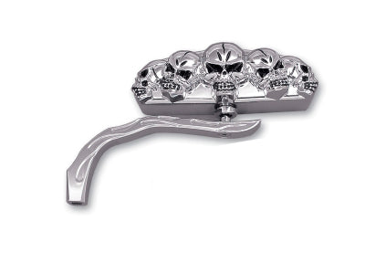 34-6022 - Chrome 5 Skull Mirror with Billet Worm Stem by Wyatt Gatling