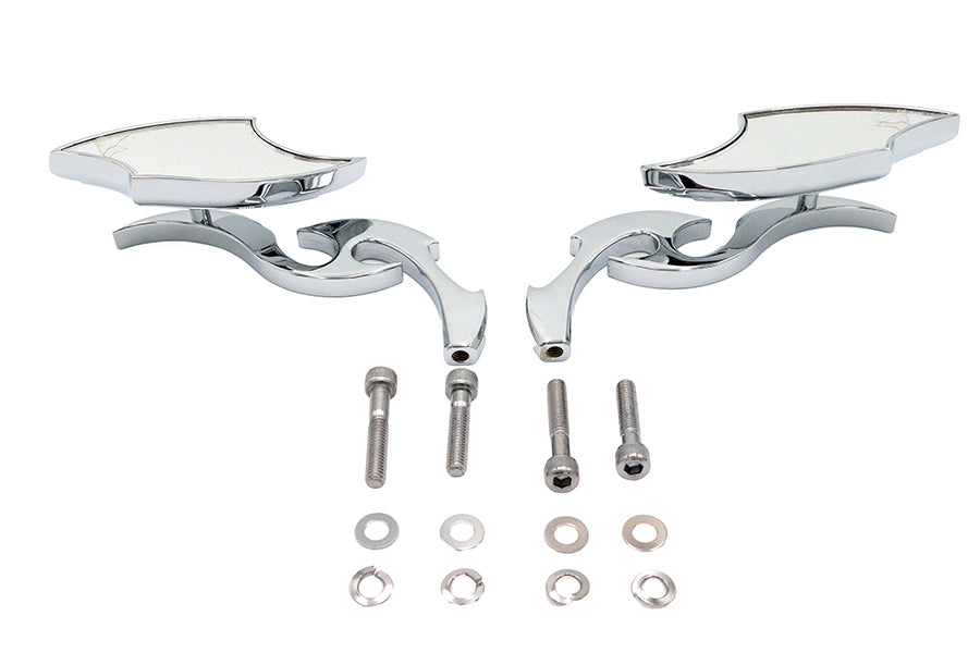 34-8001 - Lucifer Mirror Set Billet with Scroll Stem by Wyatt Gatling