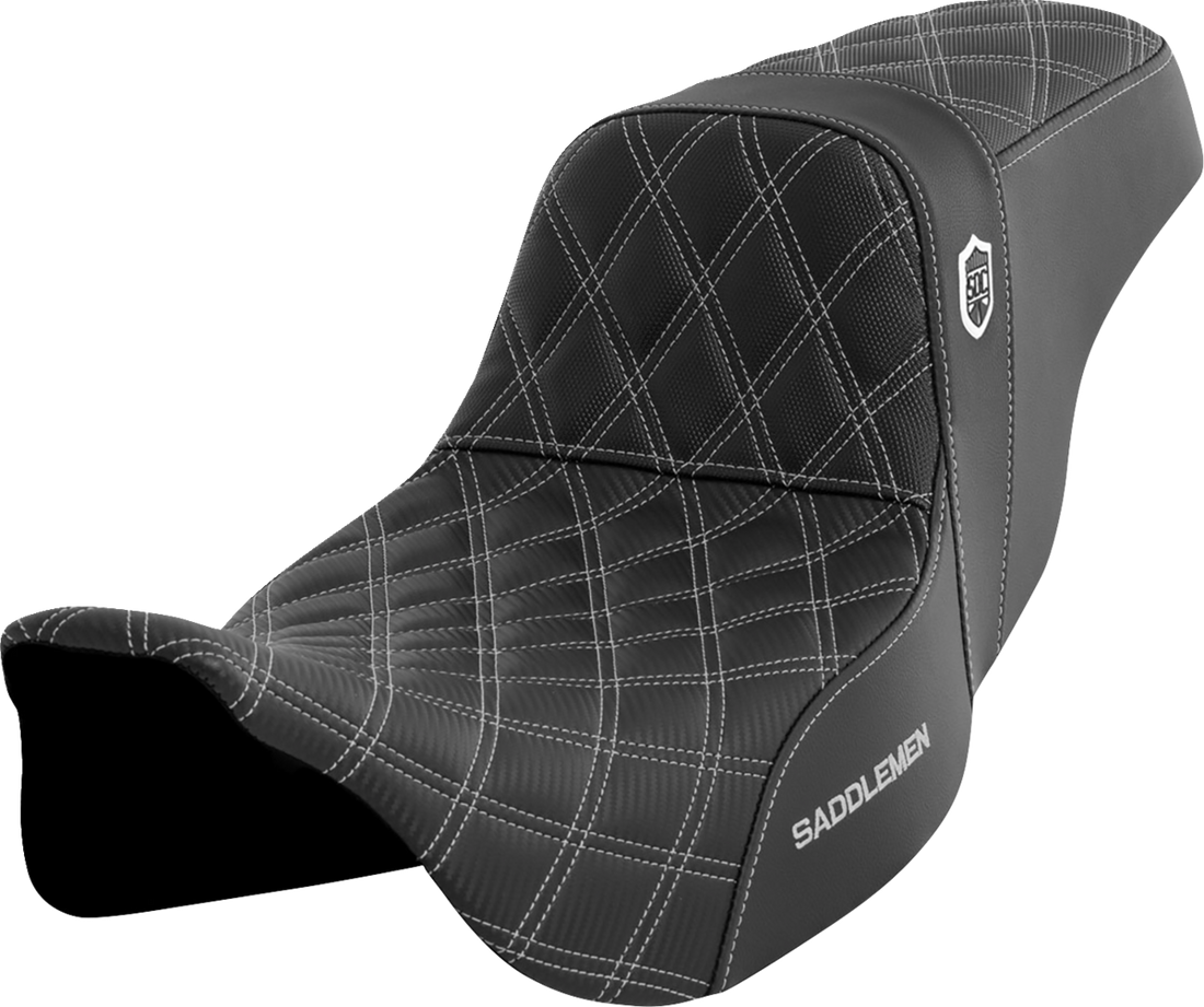 SADDLEMEN Pro Series SDC Performance Seat - w/o Backrest - Silver Stitch - FLH/FLT '08-'23 SC80807SIL