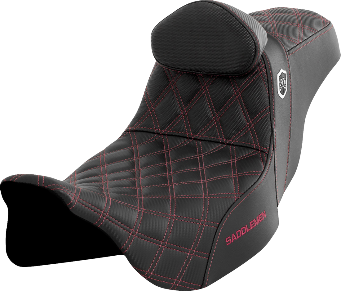 SADDLEMEN Pro Series SDC Performance Seat - w/ Backrest - Wine Berry Stitch - FLH/FLT '08-'23 SC80807WINRT