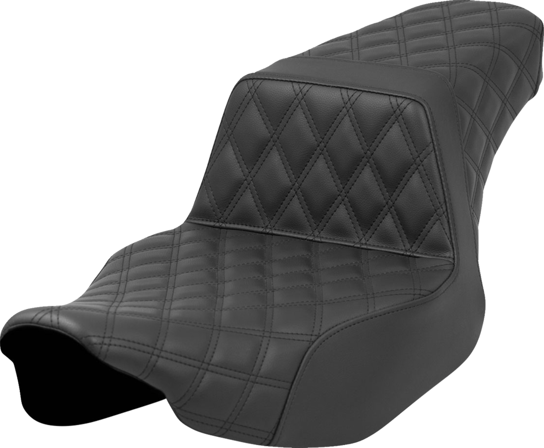 SADDLEMEN Step-Up Seat - Front/Rear Lattice Stitch - Black - FL '23-'24 823-07-175