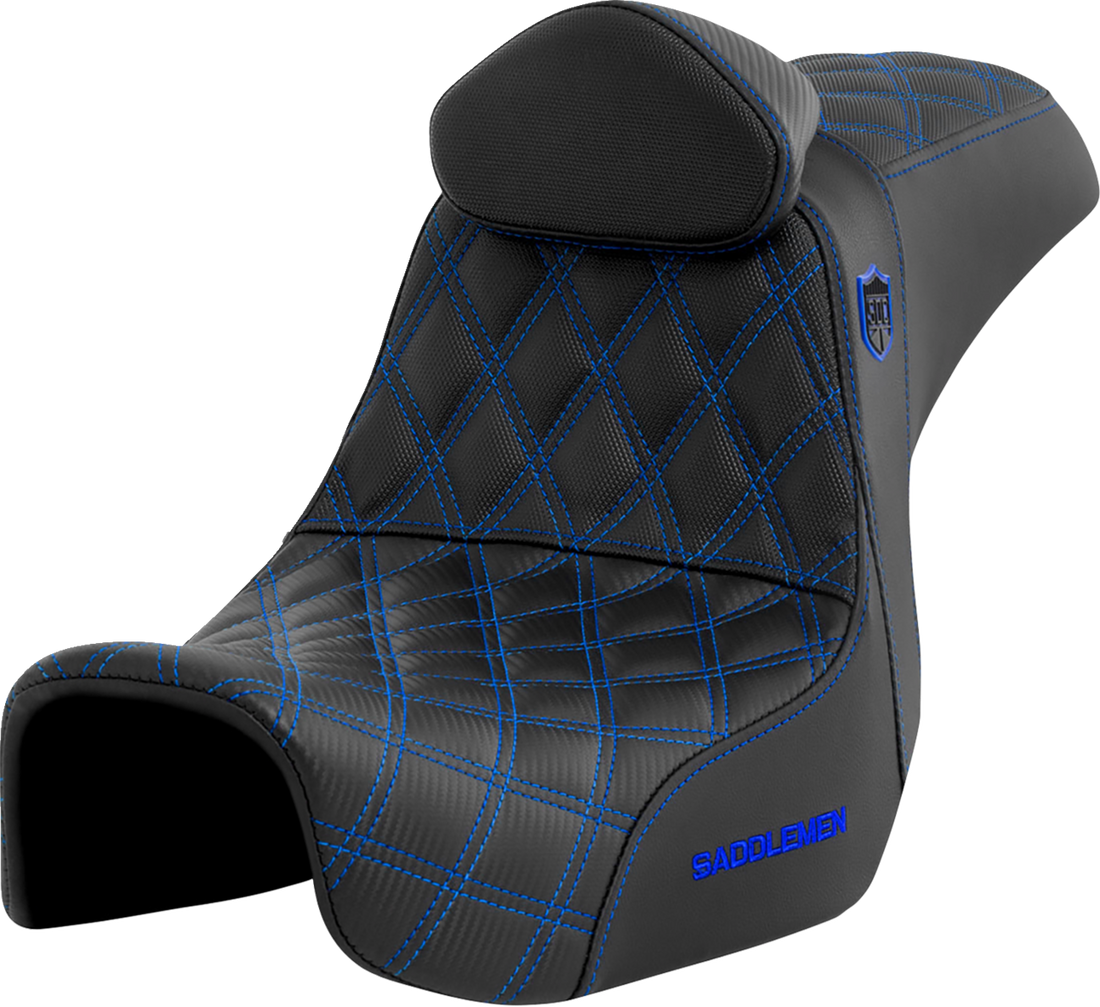 SADDLEMEN Pro Series SDC Performance Seat - w/ Backrest - Blue Stitch - Dyna '06-'17 SC80604BLURT