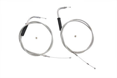 36-0119 - 42 inch Stainless Steel Throttle and Idle Cable Set by V-Twin