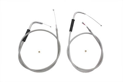 36-0128 - 42 inch Stainless Steel Throttle and Idle Cable Set by V-Twin