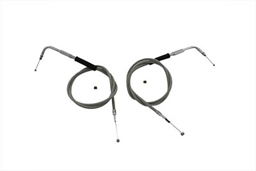 36-0129 - 38  Stainless Steel Throttle and Idle Cable Set by V-Twin