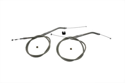 36-0827 - 33.66 inch Stainless Steel Throttle and Idle Cable Set by V-Twin
