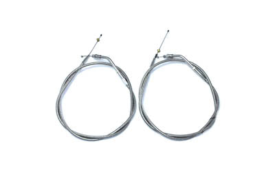 36-0830 - Stainless Steel Throttle and Idle Cable Set with 42 inch Cas by V-Twin