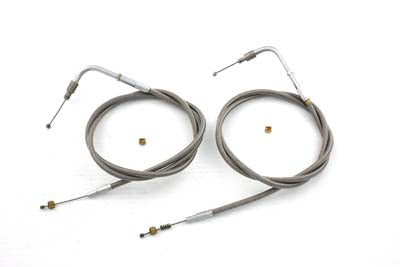 36-0831 - 42 inch Stainless Steel Throttle and Idle Cable Set by V-Twin