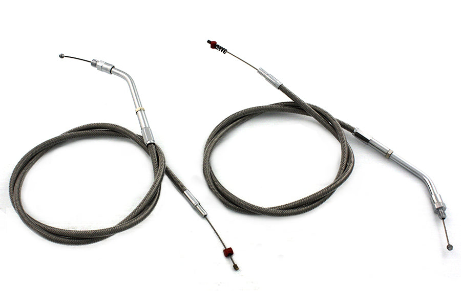 36-0832 - Stainless Steel Throttle and Idle Cable Set by V-Twin